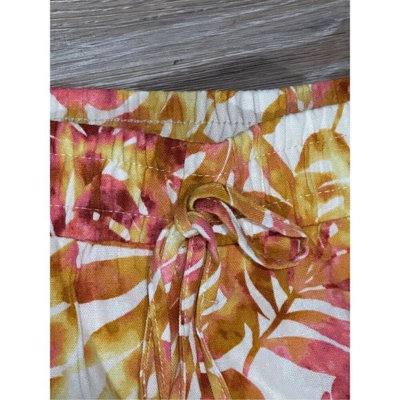 Messini tropical palm leaf linen shorts L - Picture 3 of 8